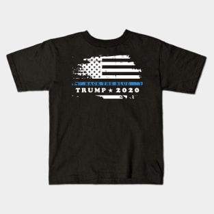 Back the Blue Vote Trump 2020 Vintage American Flag Kids T-Shirt